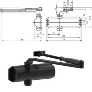 CHIUDIPORTA AERODINAMICO NERO          DC120-0 MAB