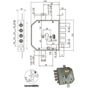 SERRATURA SIC.TRIPLICE SX CIL. E63    AP954+9 MOIA