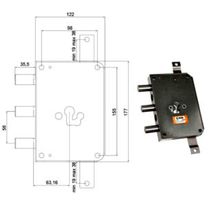 SERRATURA SIC.TRIPLICE CIL. E63    RCE663/560 MOIA