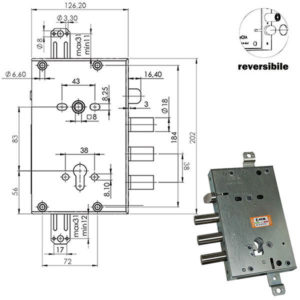 SERRATURA SIC.TRIPLICE CIL. E63    RCI664/380 MOIA