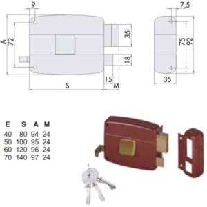 SERRATURA APP.LEGNO DX             50111-40-1 CISA