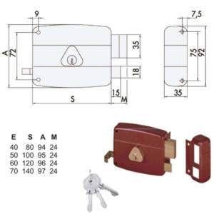 SERRATURA APP.LEGNO DX             50121-40-1 CISA