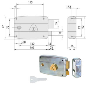 SERRATURA APP.FERRO DX             50571-60-1 CISA