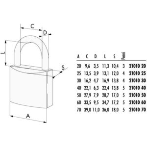 LUCCHETTO OTTONE mm 70               21010 CISA LL