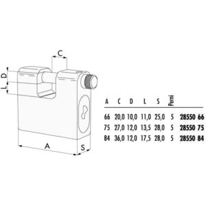 LUCCHETTO CORAZZATO mm 75 SERRANDE      28550 CISA