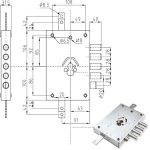 SERRATURA SIC.TRIPLICE DX CILINDRO E63   NE42 ATRA