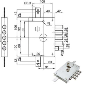 SERRATURA SIC.TRIPLICE DX DM E63     6111-1DE ATRA