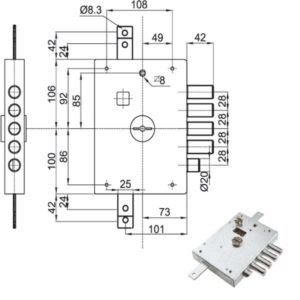 SERRATURA SIC.TRIPLICE DX DM E73     7111-1DE ATRA