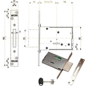 SERRATURA INFILARE FERRO DM E50      40701 MOTTURA