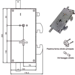 SERRATURA SIC.TRIPLICE CIL. E70 SX  GRIPSTOP TESIO