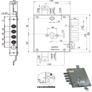 SERRATURA SIC.TRIPLICE CIL. E73       664/281 MOIA