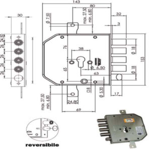 SERRATURA SIC.TRIPLICE DX CIL. E63      AP954 MOIA