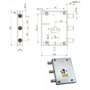 SERRATURA SIC.TRIPLICE CIL. E63    RFI661/640 MOIA