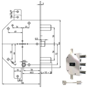 SERRATURA SIC.TRIPLICE DX DM           2105-01N CR