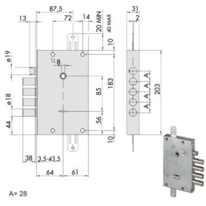 SERRATURA SICUREZZA TRIPLICE       57515-28-0 CISA