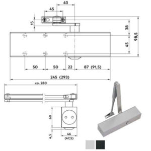 CHIUDIPORTA AERODINAMICO ARGENTO   TS 83 BCA DORMA