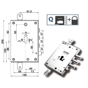 SERRATURA SIC.TRIPLICE DX            89857 MOTTURA