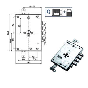 SERRATURA SIC.TRIPLICE SX            89371 MOTTURA
