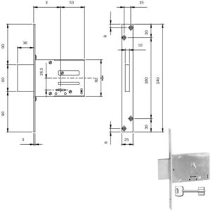 SERRATURA INFILARE FERRO DM E70 KA  661704N.K ISEO