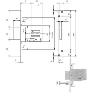 SERRATURA INFILARE FERRO DM E70 KA  663704N.K ISEO