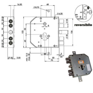 SERRATURA SIC.TRIPLICE DX CIL. E73 RTE654/220 MOIA