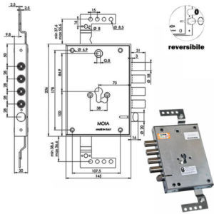 SERRATURA SIC.TRIPLICE CIL. E73    RPO664/281 MOIA