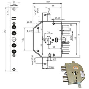 SERRATURA SIC.TRIPLICE DX CIL. E60   CP954DFB MOIA